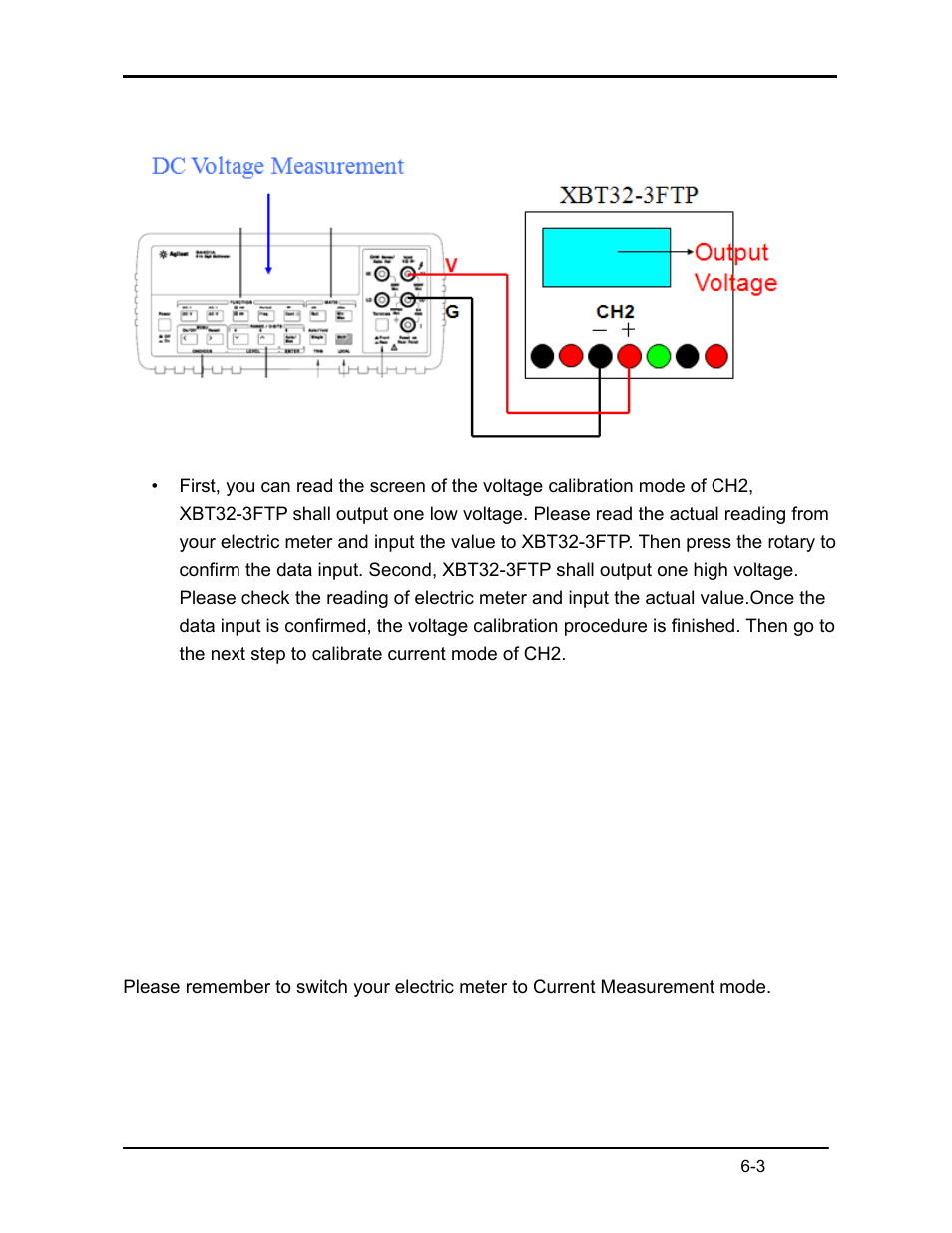 Wiring to calibrate ch2 (current mode) | AMETEK XBT Series User Manual | Page 57 / 60