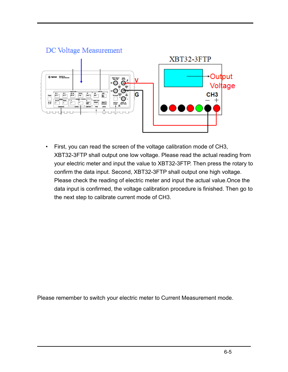 Wiring to calibrate ch3 (current mode) | AMETEK XBT Series User Manual | Page 59 / 60