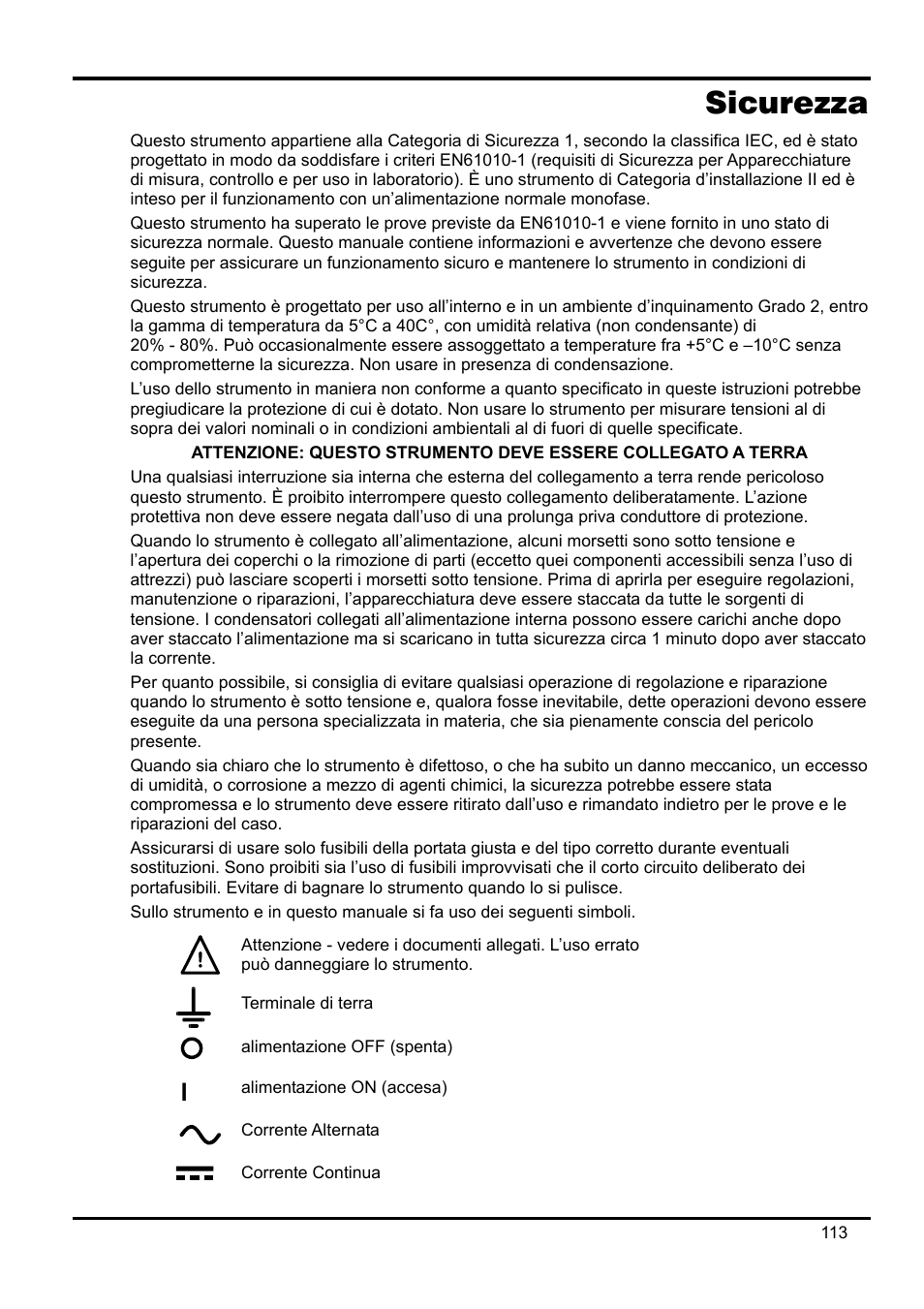 Sicurezza | AMETEK XEL Series 60V and below User Manual | Page 117 / 186