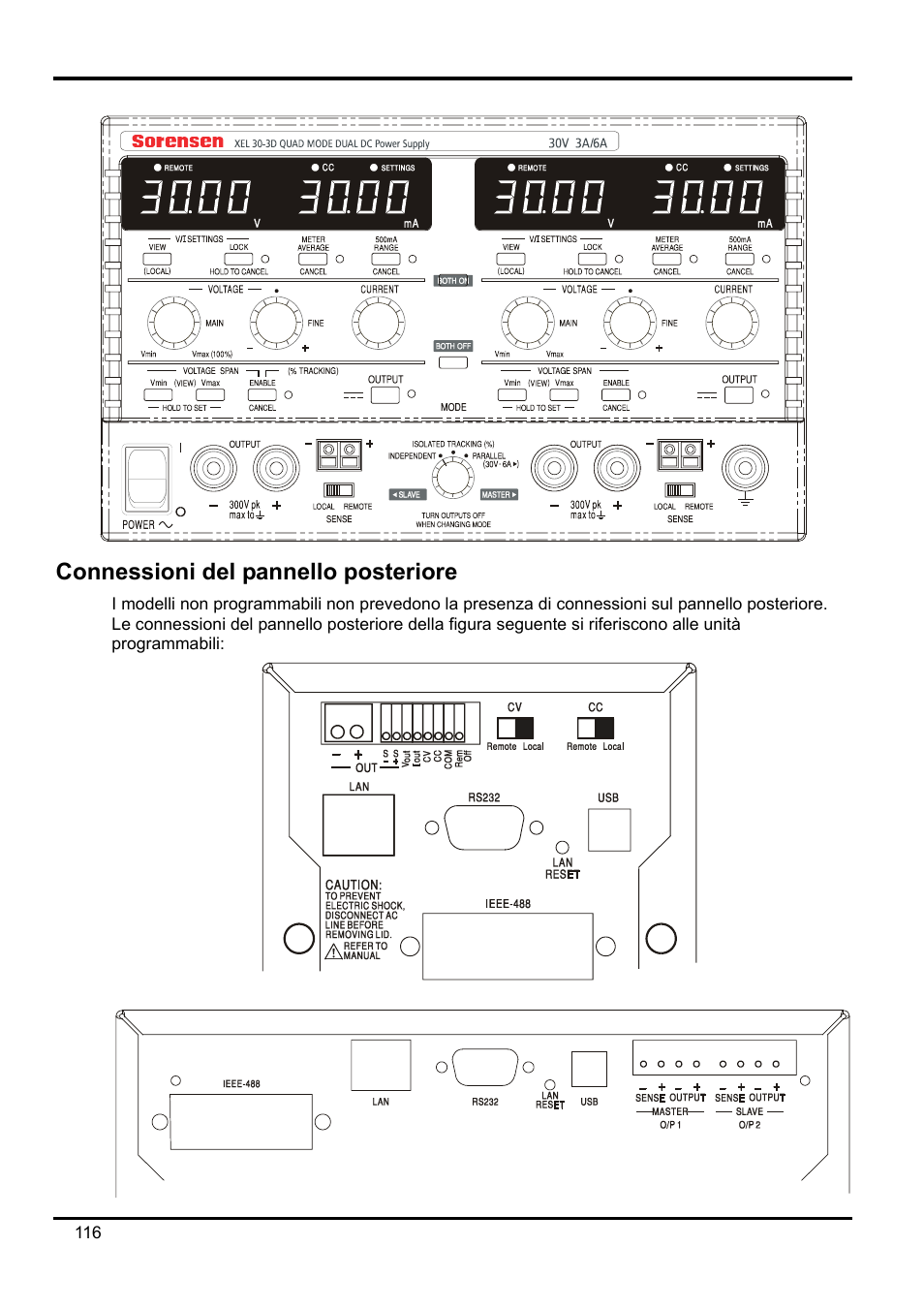 Connessioni del pannello posteriore | AMETEK XEL Series 60V and below User Manual | Page 120 / 186