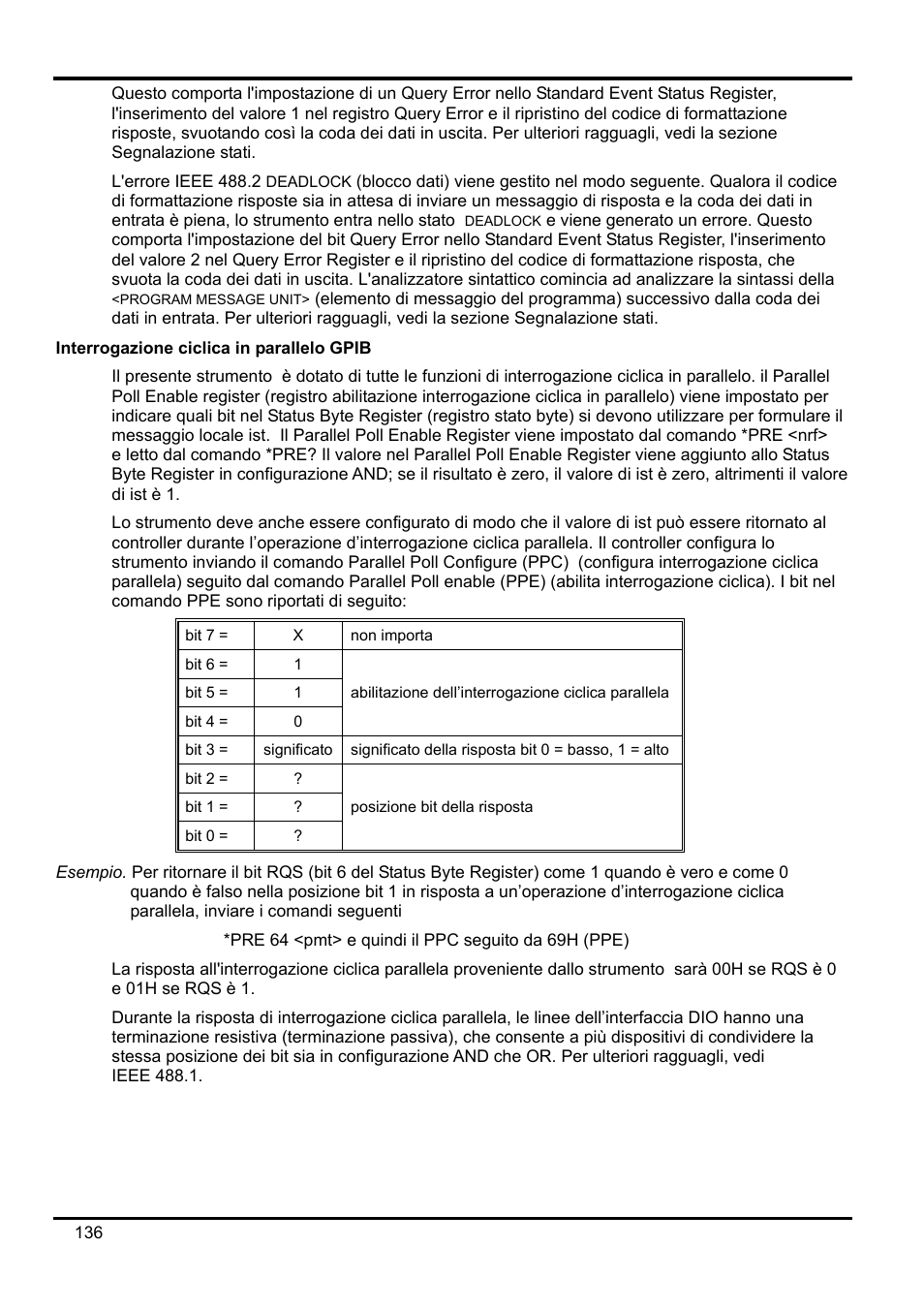 Interrogazione ciclica in parallelo gpib | AMETEK XEL Series 60V and below User Manual | Page 140 / 186