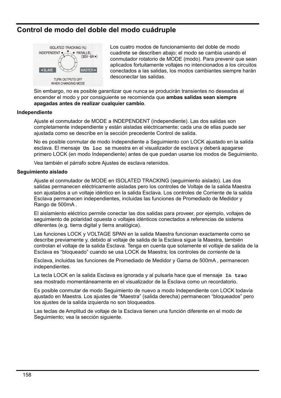 Control de modo del doble del modo cuádruple, Independiente, Seguimiento aislado | AMETEK XEL Series 60V and below User Manual | Page 162 / 186