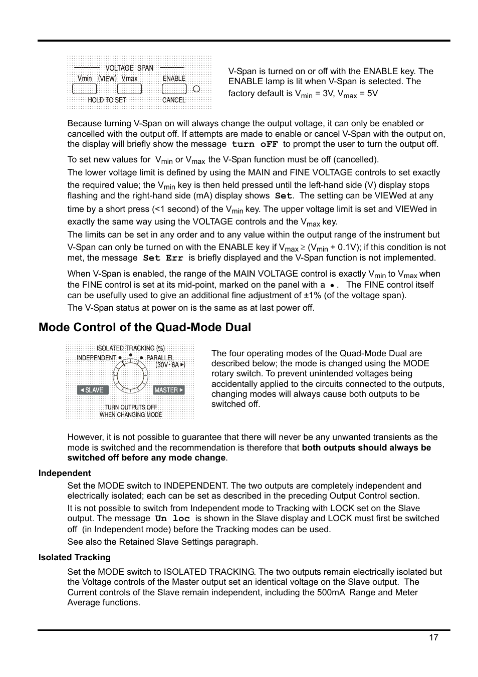 Mode control of the quad-mode dual, Independent, Isolated tracking | AMETEK XEL Series 60V and below User Manual | Page 21 / 186