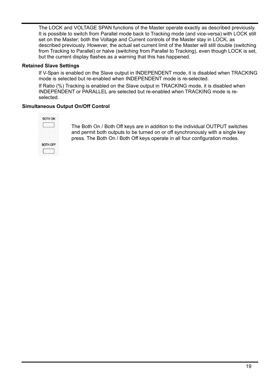 Retained slave settings, Simultaneous output on/off control | AMETEK XEL Series 60V and below User Manual | Page 23 / 186