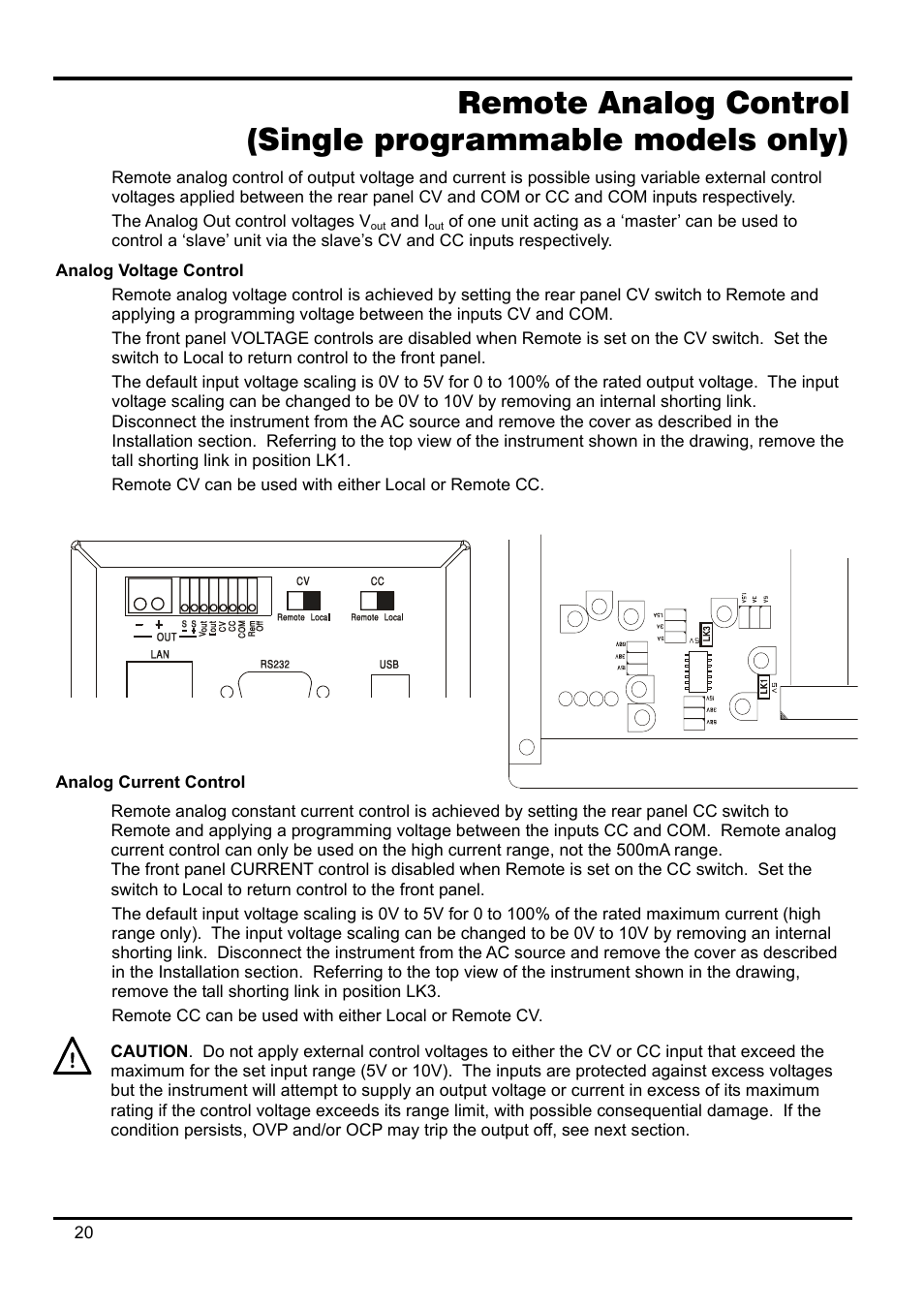 Analog voltage control, Analog current control | AMETEK XEL Series 60V and below User Manual | Page 24 / 186