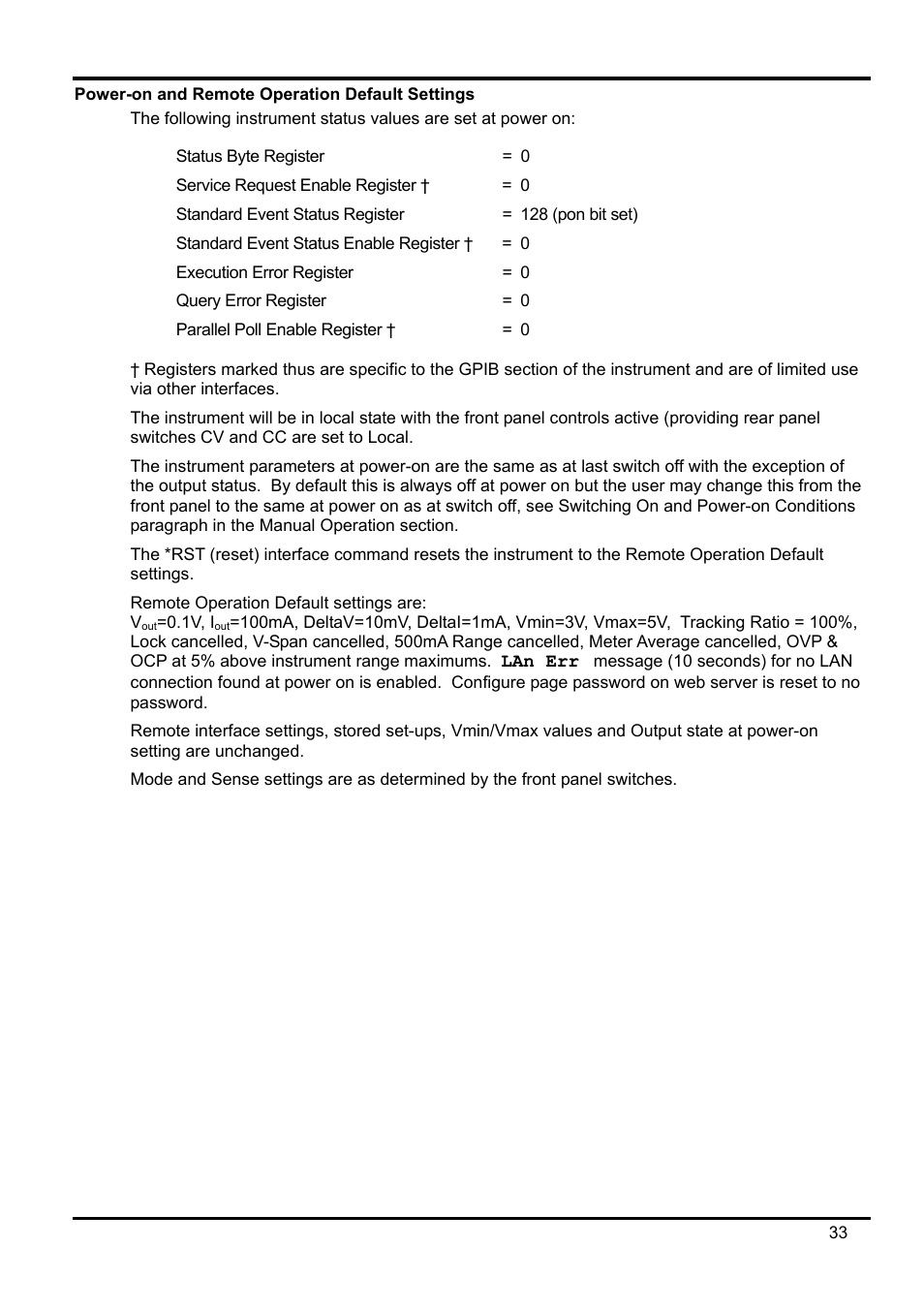 Power-on and remote operation default settings | AMETEK XEL Series 60V and below User Manual | Page 37 / 186