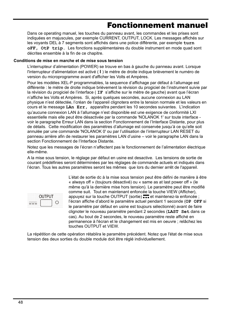 Fonctionnement manuel | AMETEK XEL Series 60V and below User Manual | Page 52 / 186