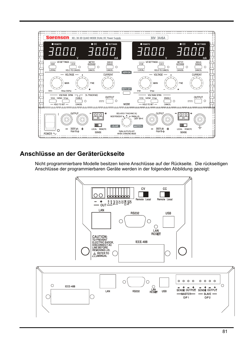 Anschlüsse an der geräterückseite | AMETEK XEL Series 60V and below User Manual | Page 85 / 186