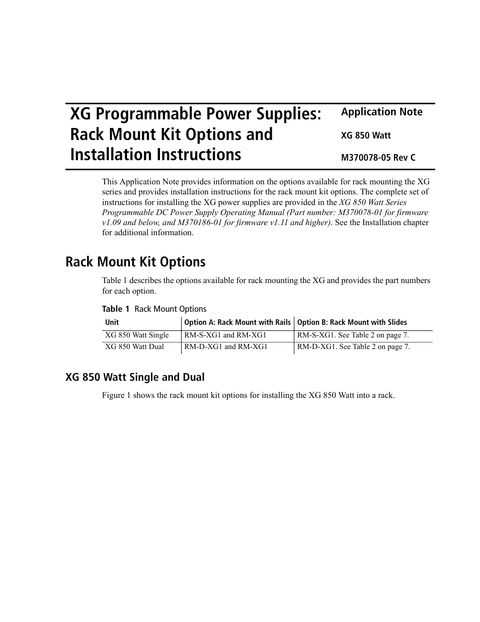 AMETEK XG 850 Watt Series Rack-Mount User Manual | 11 pages