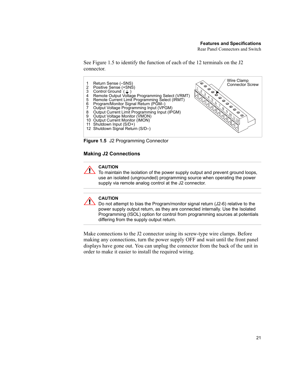 Making j2 connections | AMETEK XHR 1000 Watt Series User Manual | Page 21 / 82