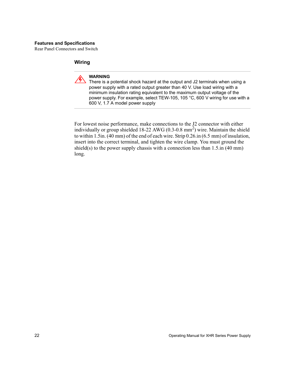 Wiring | AMETEK XHR 1000 Watt Series User Manual | Page 22 / 82