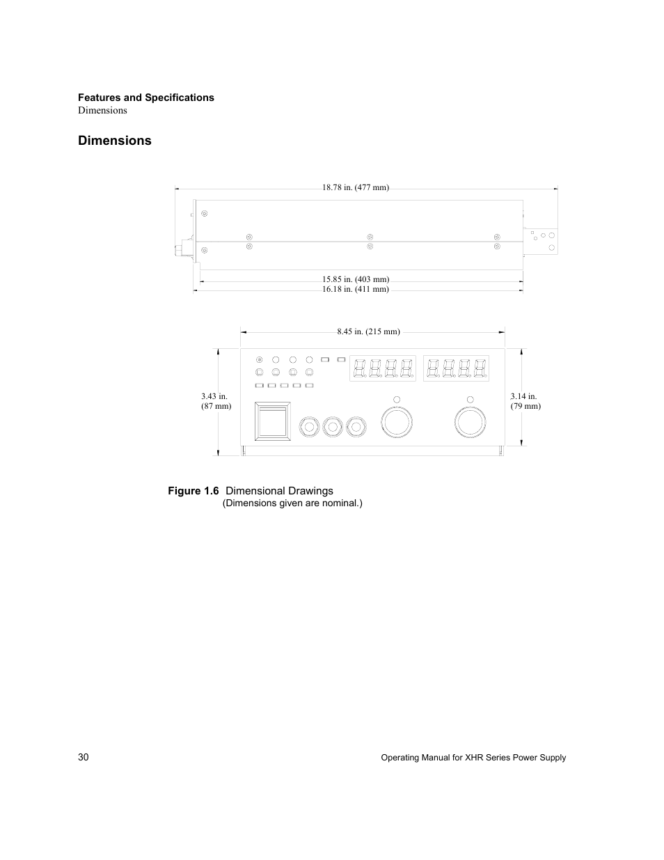Dimensions | AMETEK XHR 1000 Watt Series User Manual | Page 30 / 82