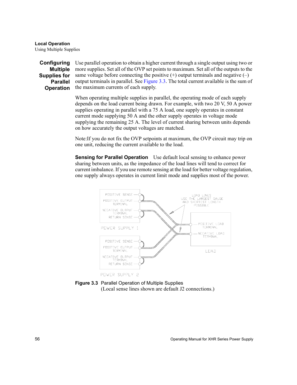 Sensing for parallel operation | AMETEK XHR 1000 Watt Series User Manual | Page 56 / 82