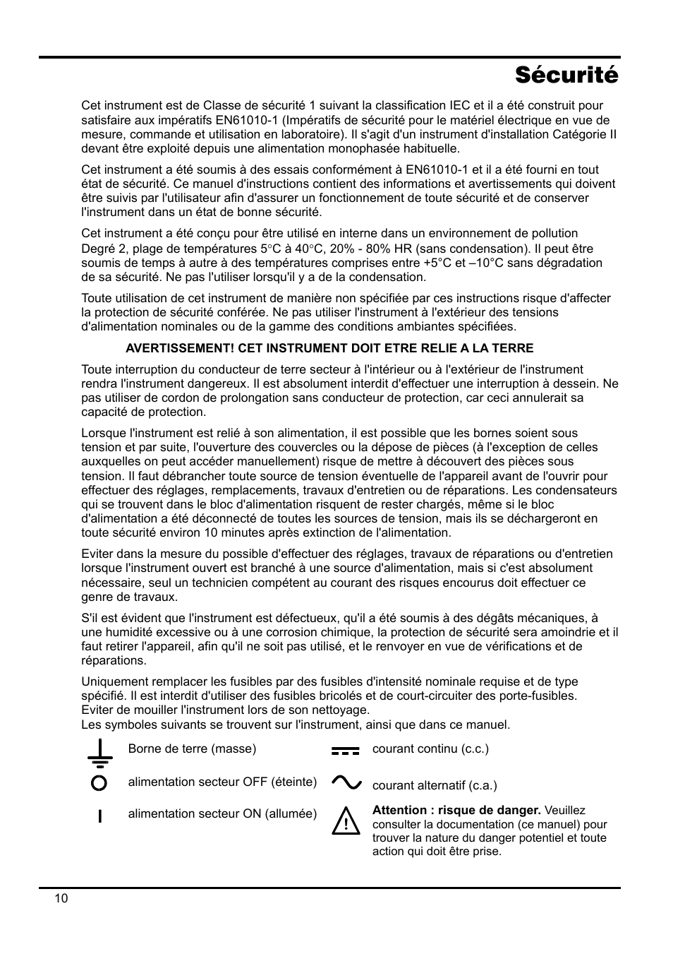 Sécurité | AMETEK XPH 35-5 User Manual | Page 14 / 35