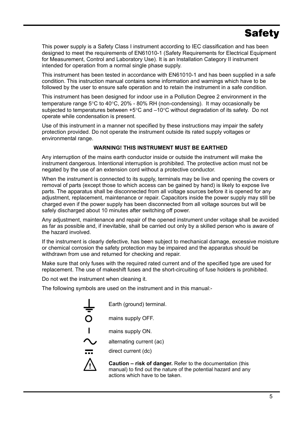 Safety | AMETEK XPH 35-5 User Manual | Page 9 / 35