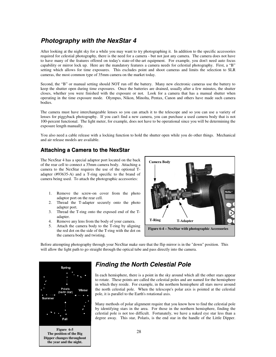 Photography with the nexstar 4, Finding the north celestial pole | Celestron NEXSTAR 4 User Manual | Page 28 / 50