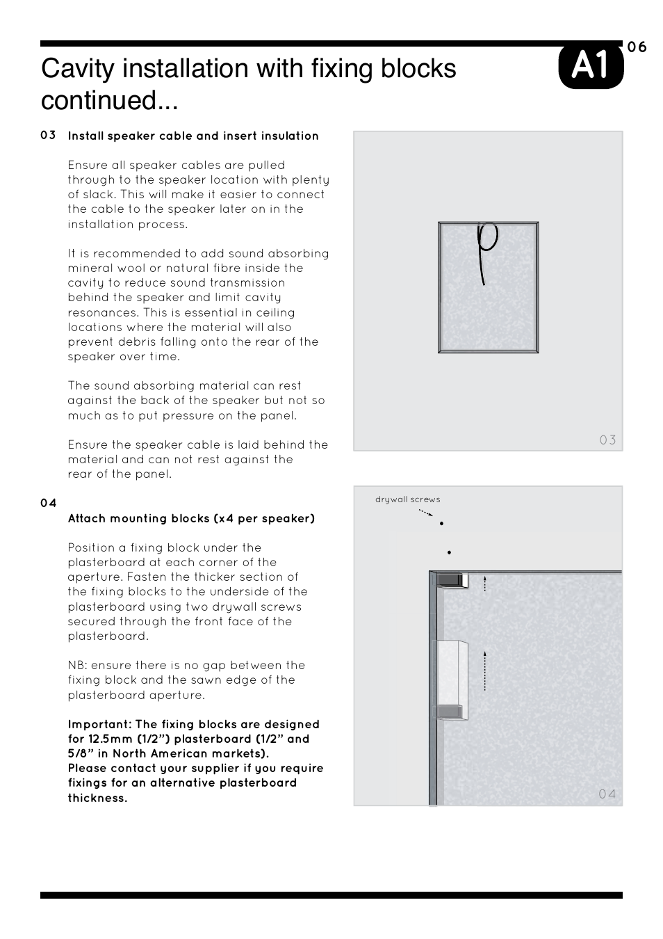 Cavity installation with fixing blocks continued | Amina AIW750i User Manual | Page 10 / 36