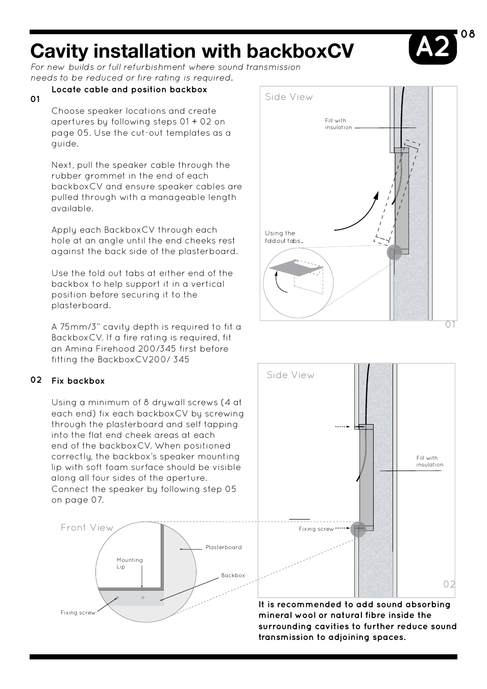 Cavity installation with backboxcv | Amina AIW750i User Manual | Page 12 / 36