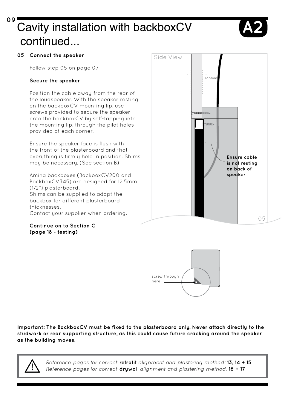 Cavity installation with backboxcv continued | Amina AIW750i User Manual | Page 13 / 36