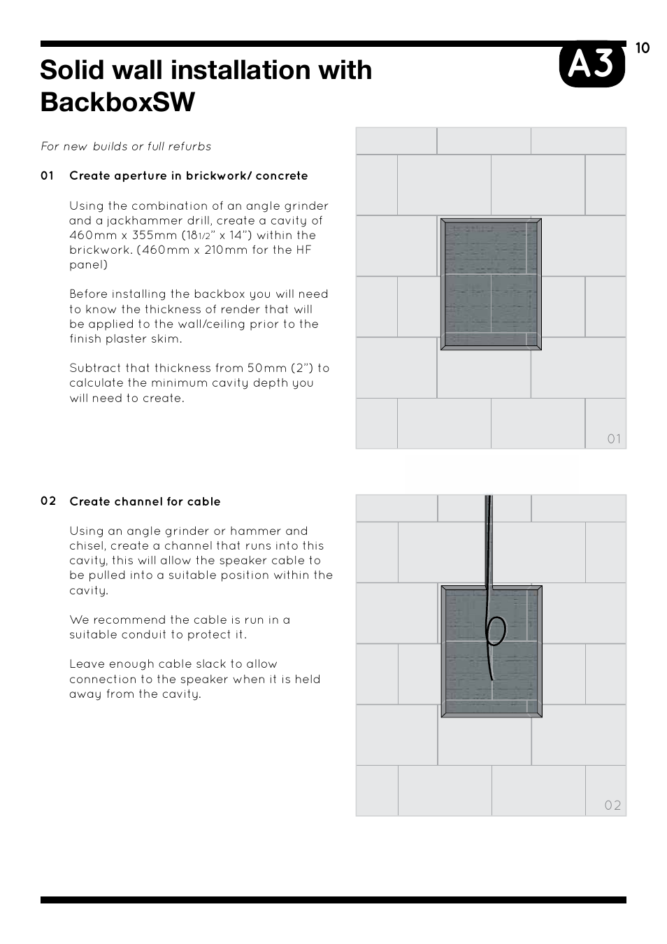 Solid wall installation with backboxsw | Amina AIW750i User Manual | Page 14 / 36
