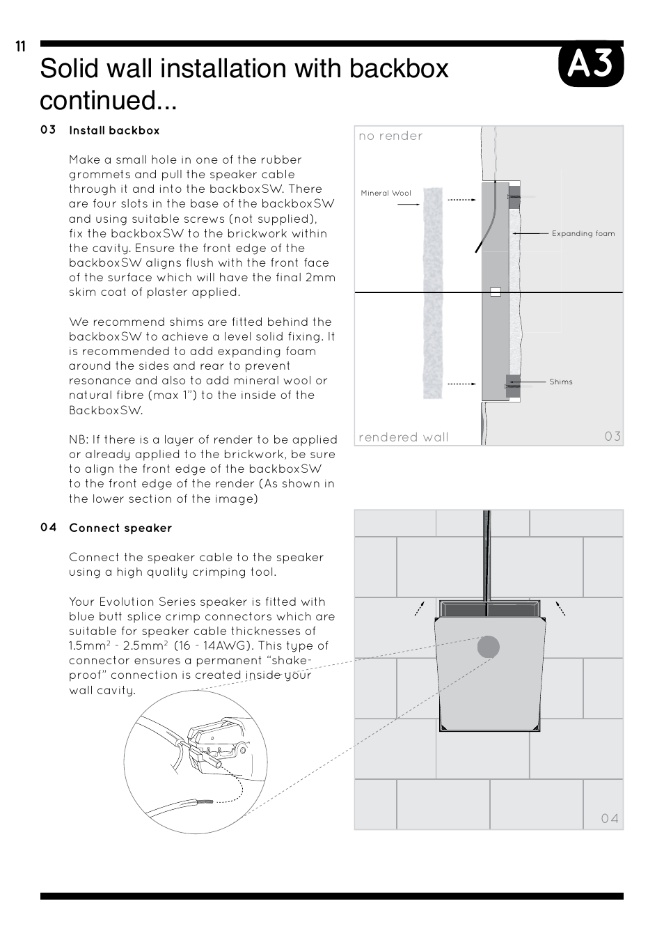 Solid wall installation with backbox continued | Amina AIW750i User Manual | Page 15 / 36