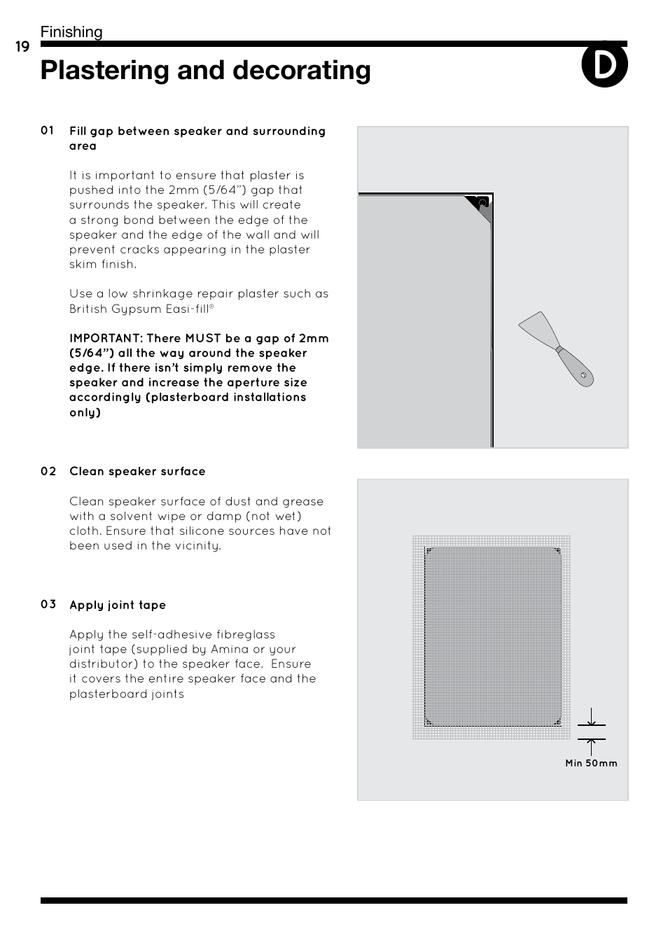 Plastering and decorating | Amina AIW750i User Manual | Page 23 / 36