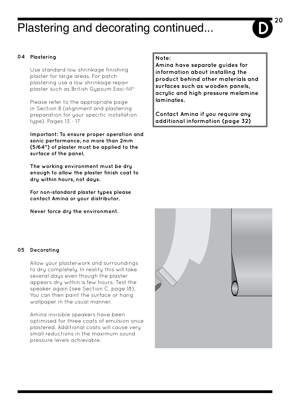 Plastering and decorating continued | Amina AIW750i User Manual | Page 24 / 36