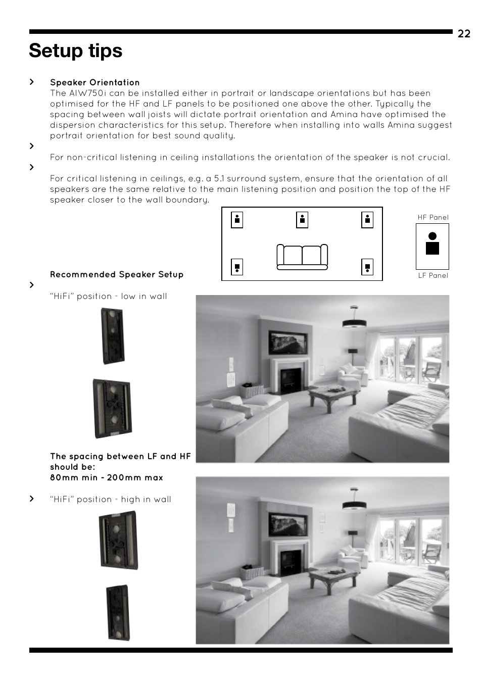 Setup tips | Amina AIW750i User Manual | Page 26 / 36