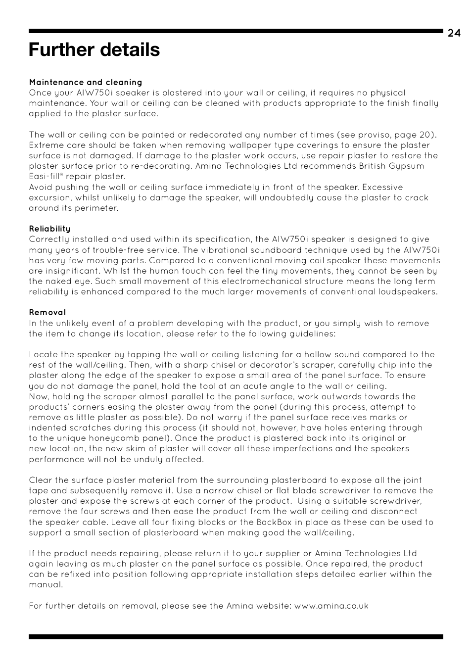 Further details | Amina AIW750i User Manual | Page 28 / 36