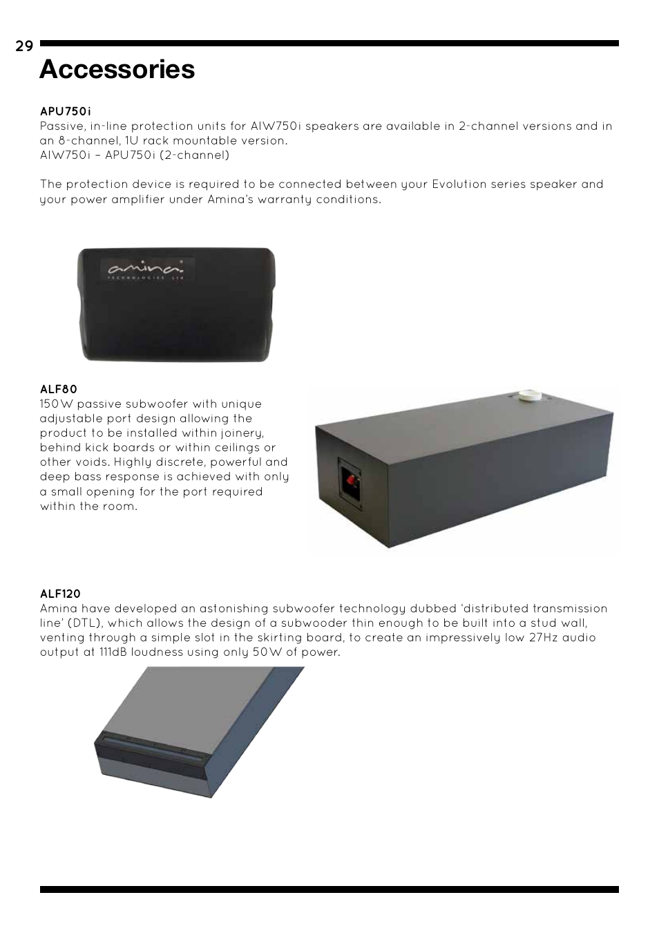 Accessories | Amina AIW750i User Manual | Page 33 / 36