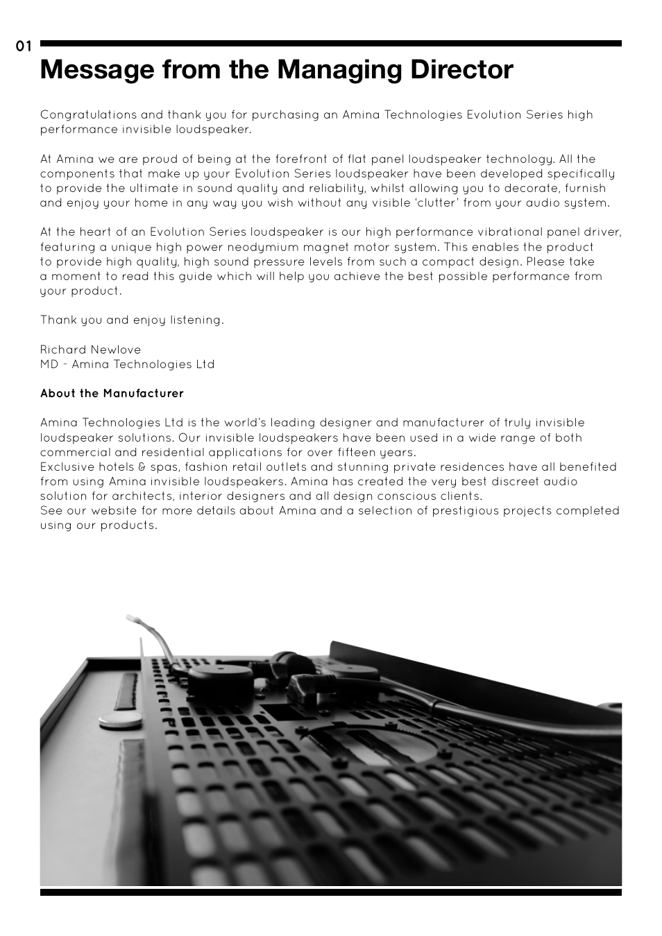 Message from the managing director | Amina AIW750i User Manual | Page 5 / 36