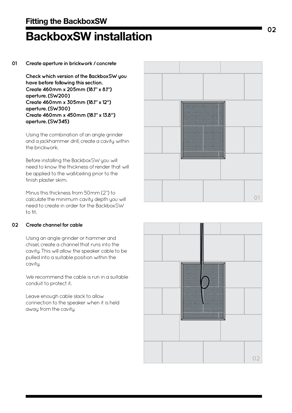 Backboxsw installation, Fitting the backboxsw | Amina BackboxSW345 V1.4 User Manual | Page 5 / 12