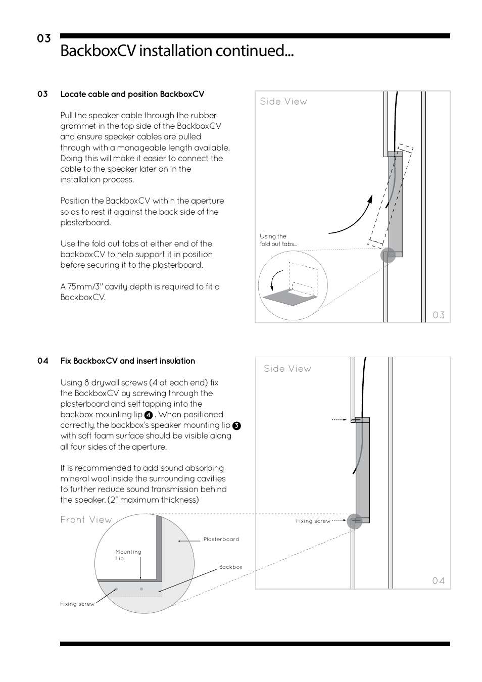 Backboxcv installation continued | Amina BackboxCV345 V1.2 User Manual | Page 6 / 16