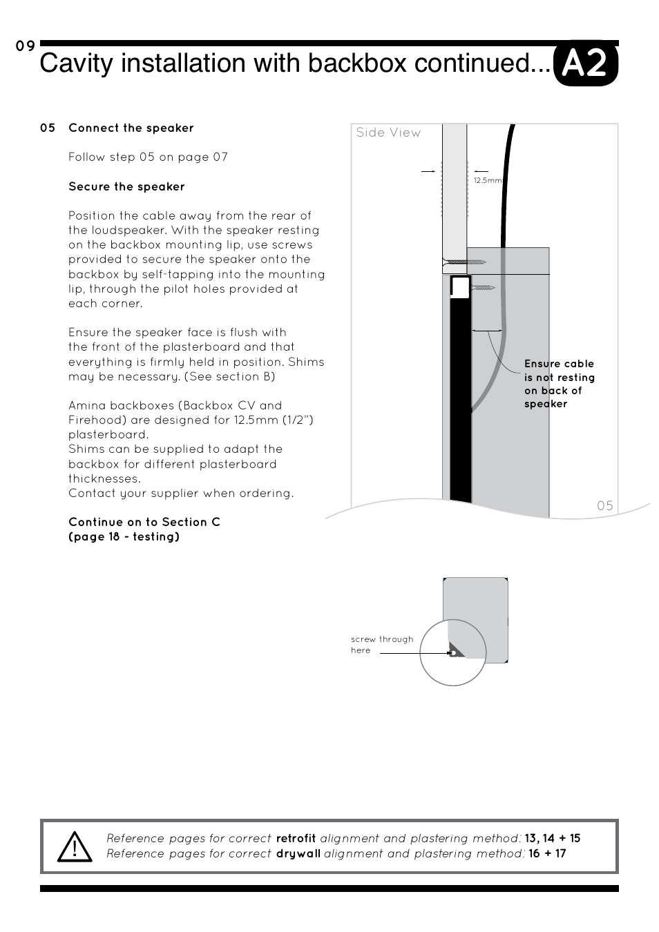 Cavity installation with backbox continued | Amina iQ Developer Series User Manual | Page 12 / 32