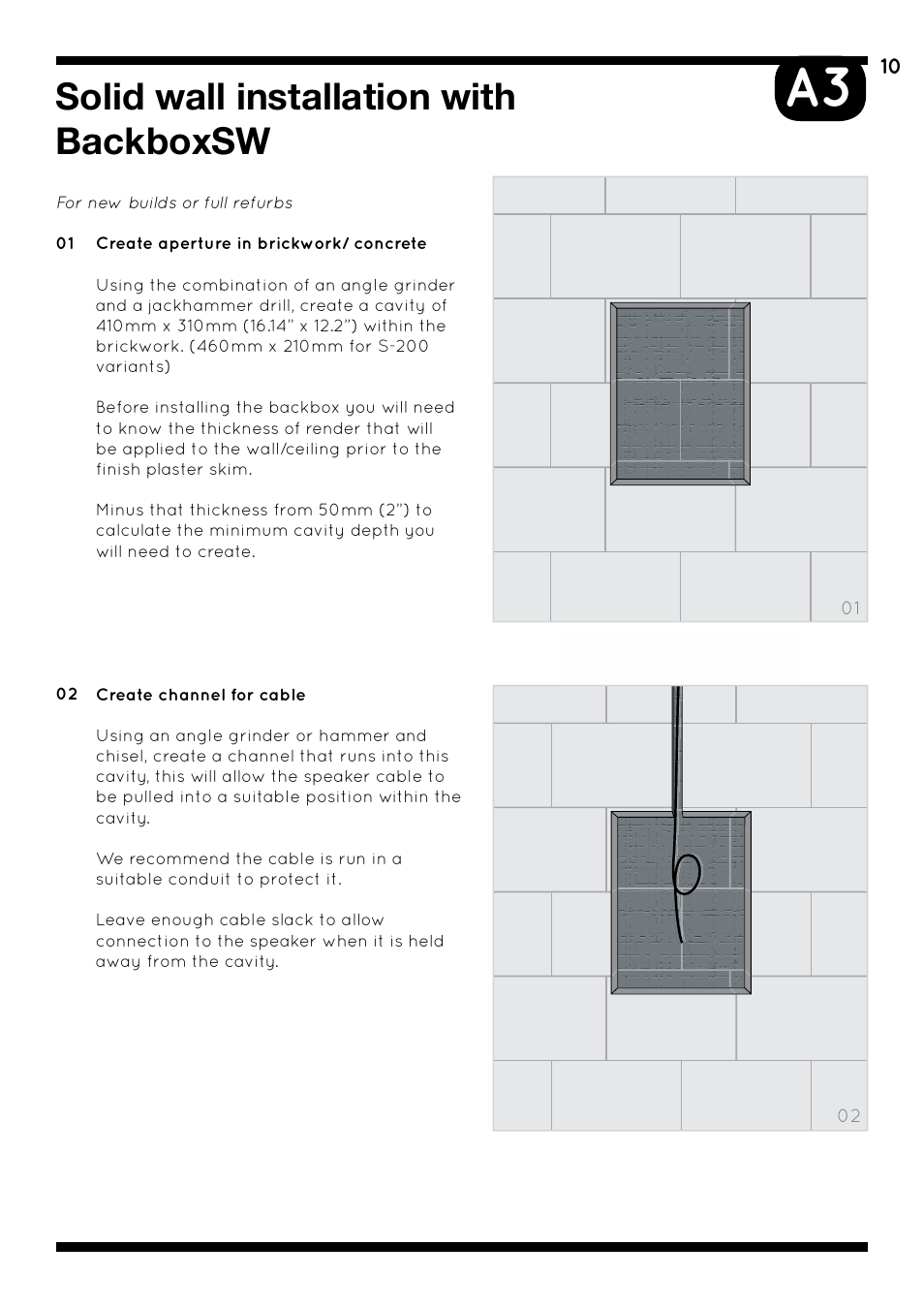 Solid wall installation with backboxsw | Amina iQ Developer Series User Manual | Page 13 / 32