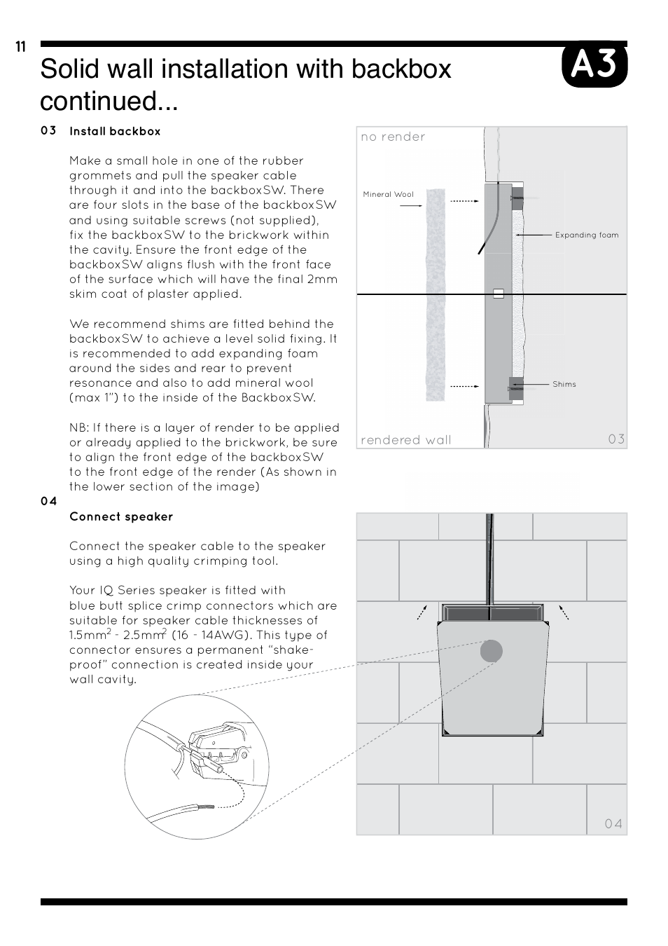 Solid wall installation with backbox continued | Amina iQ Developer Series User Manual | Page 14 / 32