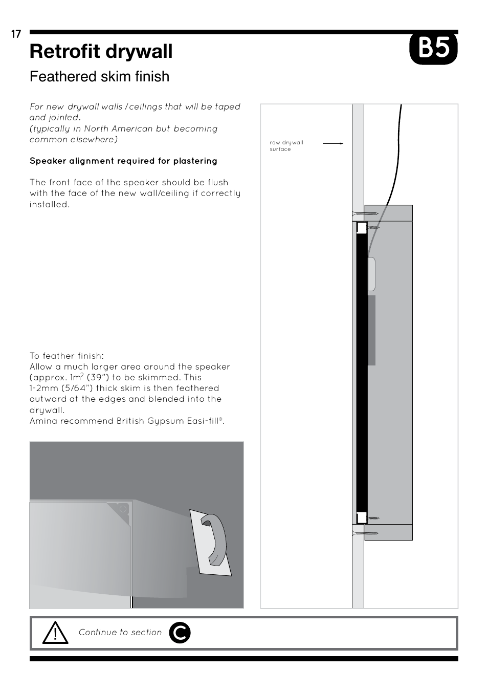 Retrofit / new drywall, Feathered skim finish, Retrofit drywall | Amina iQ Developer Series User Manual | Page 20 / 32