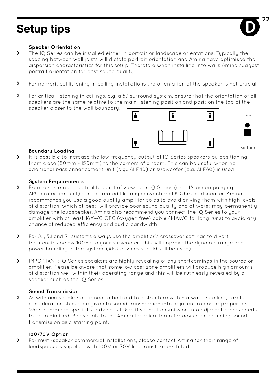 Setup tips | Amina iQ Developer Series User Manual | Page 25 / 32