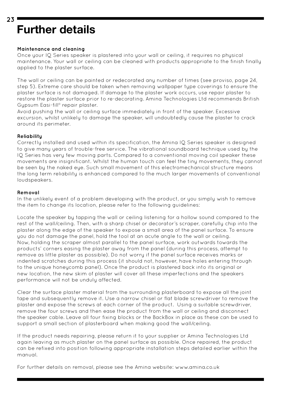 Further details | Amina iQ Developer Series User Manual | Page 26 / 32