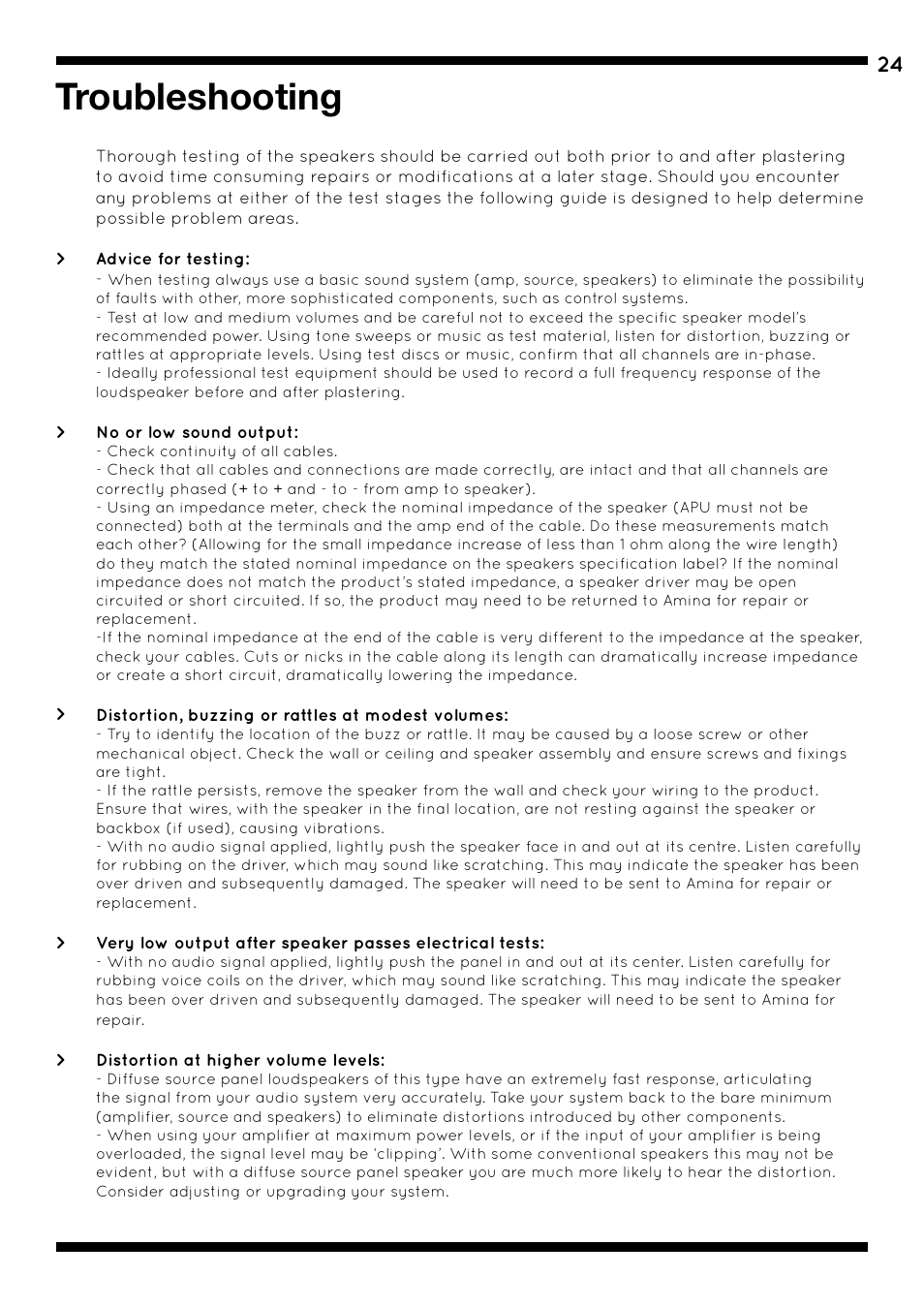 Troubleshooting | Amina iQ Developer Series User Manual | Page 27 / 32