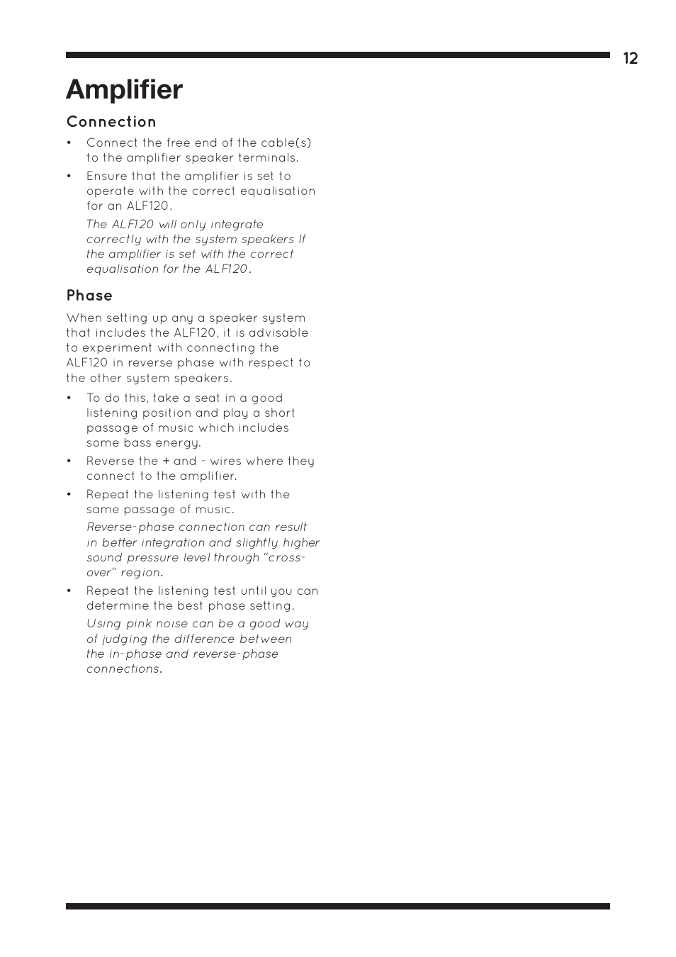 Amplifier | Amina ALF120 User Manual | Page 12 / 15