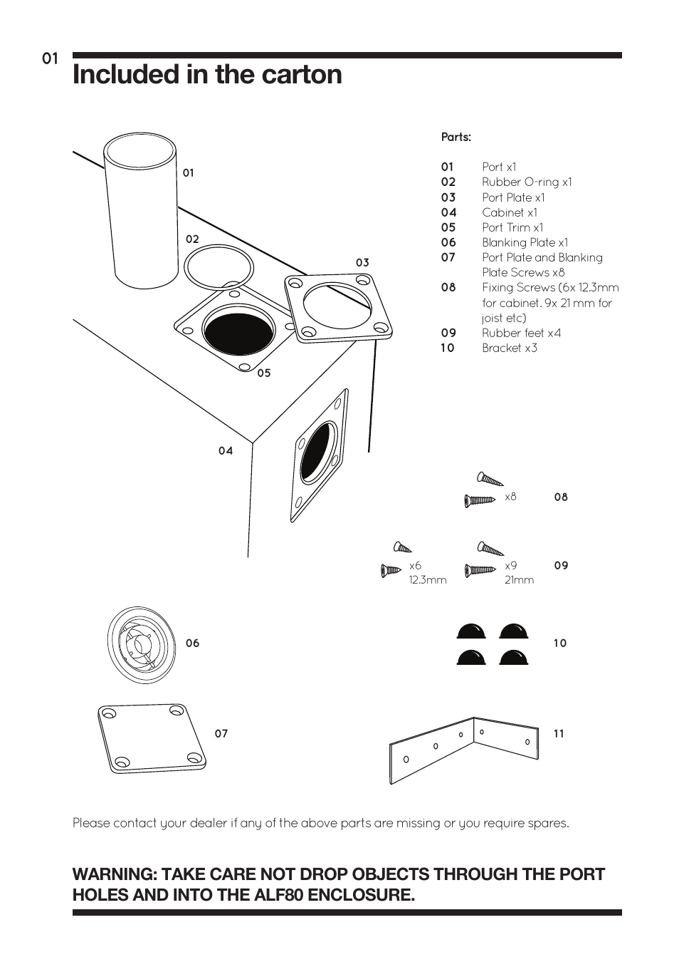 Included in the carton | Amina ALF40 User Manual | Page 3 / 16