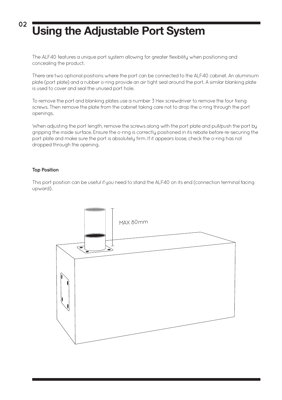 Using the adjustable port system | Amina ALF40 User Manual | Page 4 / 16