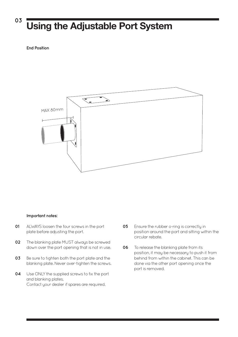 Using the adjustable port system | Amina ALF40 User Manual | Page 5 / 16