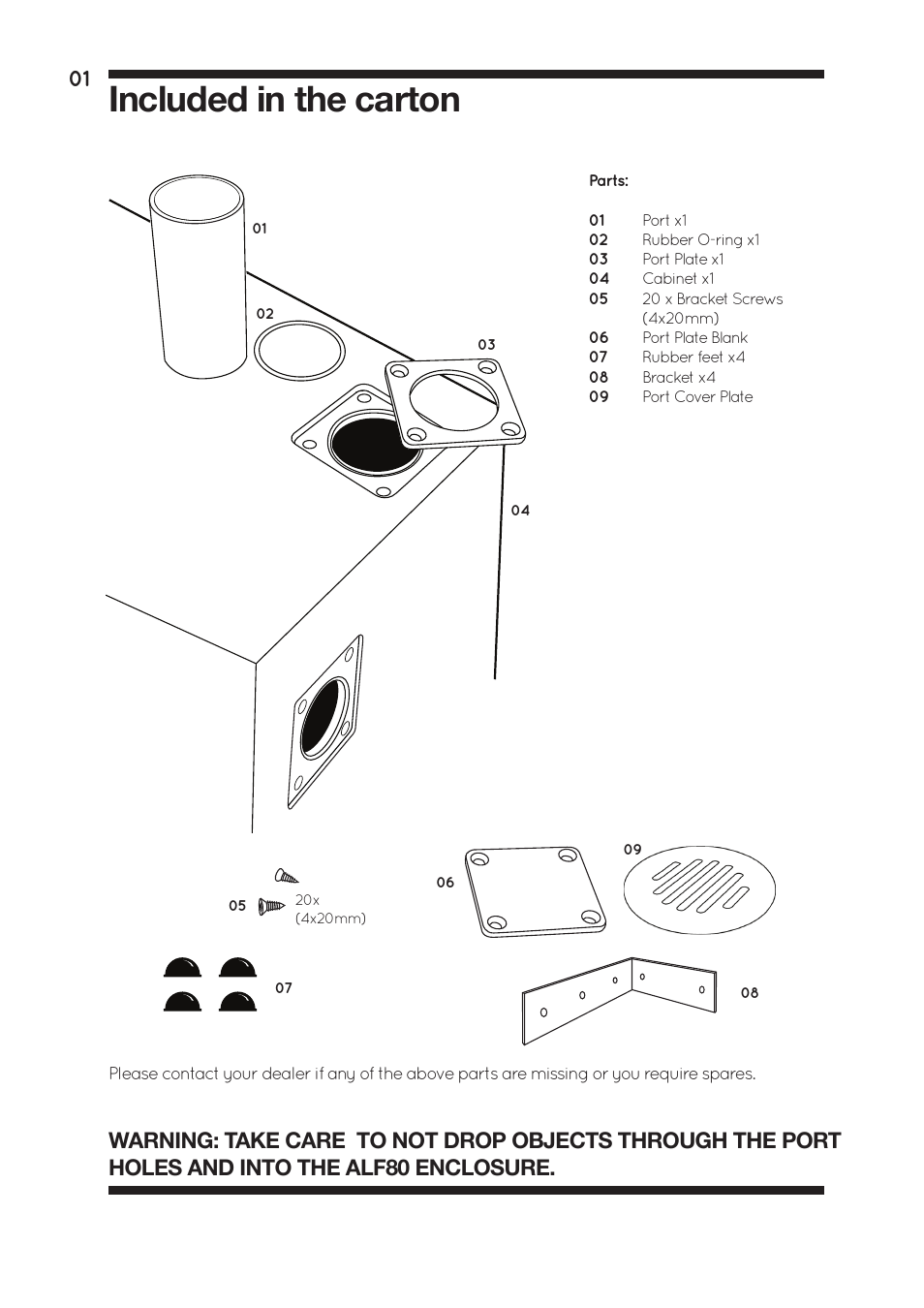 Included in the carton | Amina ALF80 User Manual | Page 3 / 16