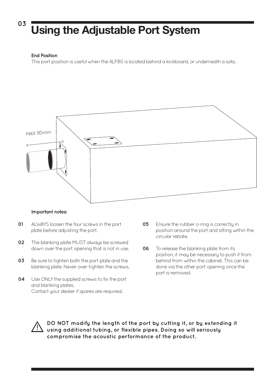 Using the adjustable port system | Amina ALF80 User Manual | Page 5 / 16