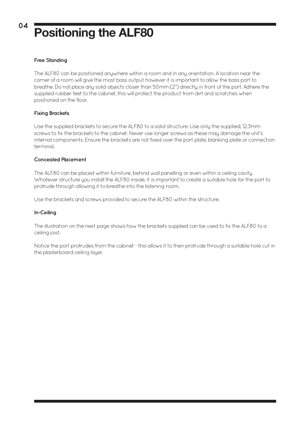 Positioning the alf80 | Amina ALF80 User Manual | Page 6 / 16
