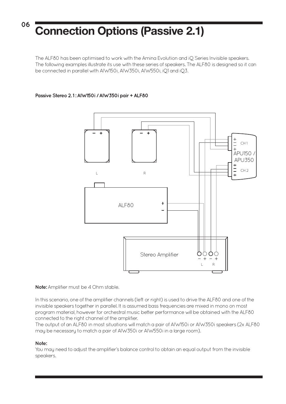 Connection options (passive 2.1) | Amina ALF80 User Manual | Page 8 / 16