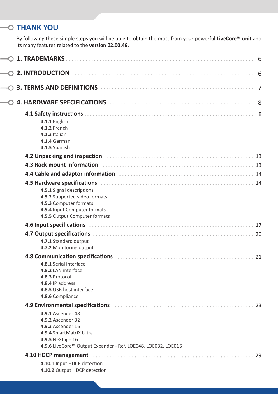 Analog Way ASCENDER 16 (LIVECORE) - Ref. ASC1602 User Manual User Manual | Page 3 / 118