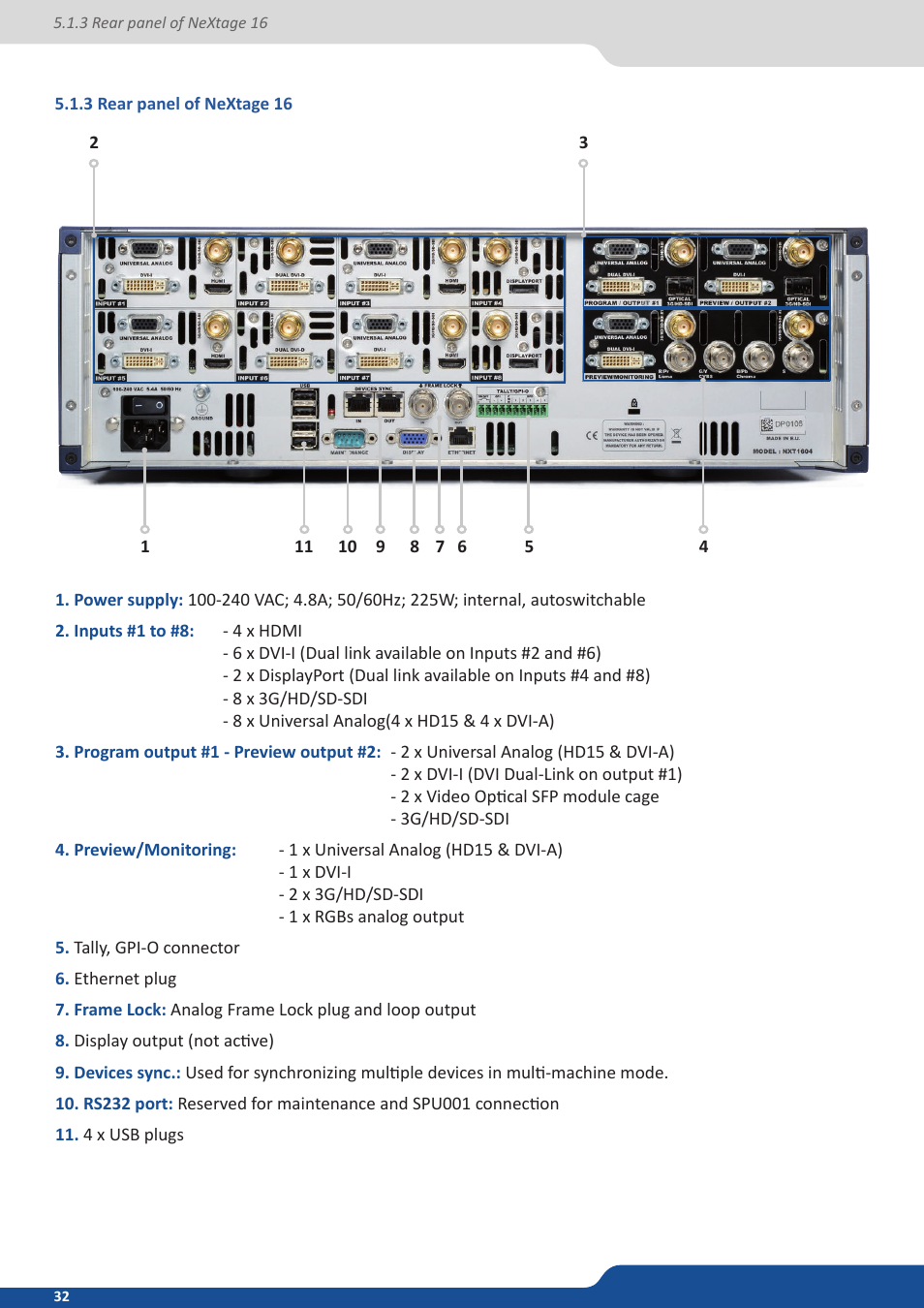 3 rear panel of nextage 16 | Analog Way ASCENDER 16 (LIVECORE) - Ref. ASC1602 User Manual User Manual | Page 32 / 118